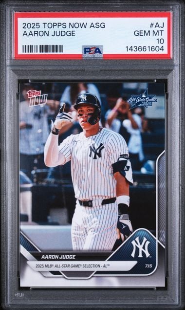 Graded 2025 Topps Now ASG Aaron Judge #AJ Baseball Card PSA 10 Gem Mint