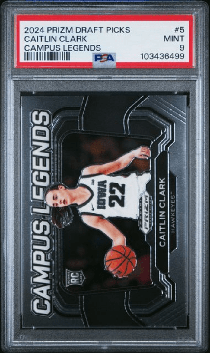 Graded 2024 Panini Prizm Draft Picks Caitlin Clark #5 Campus Legends Rookie RC Basketball Card PSA 9 Mint