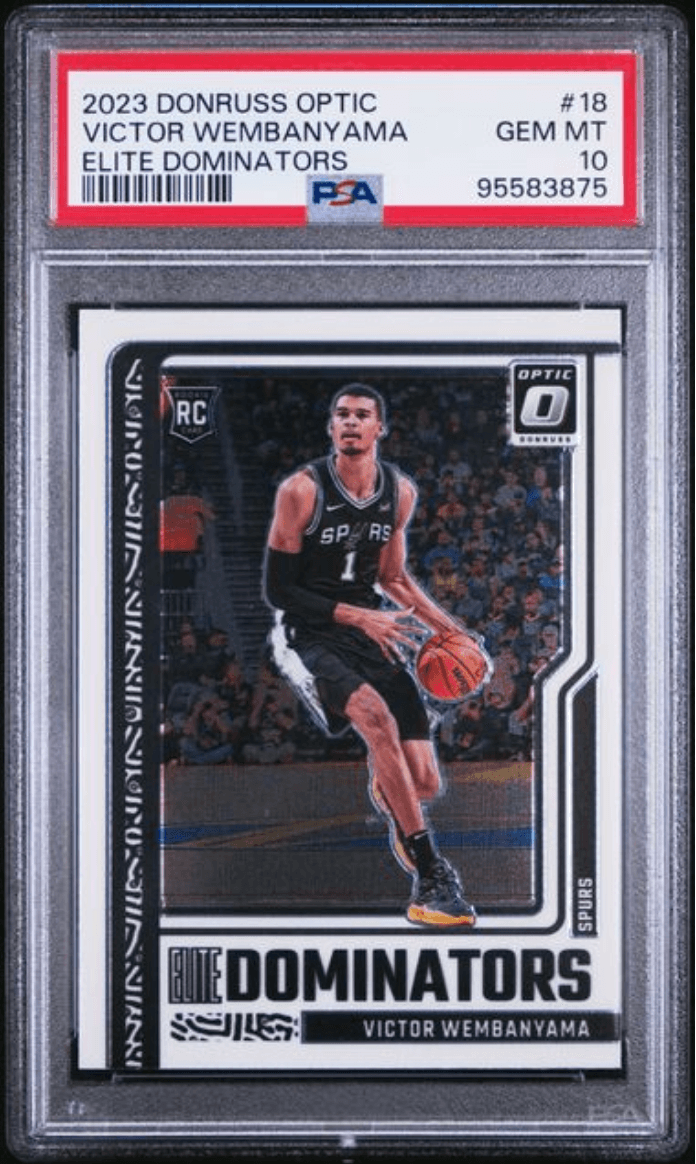 Graded 2023 Panini Donruss Optic Victor Wembanyama #18 Elite Dominators Rookie RC Basketball Card PSA 10 Gem Mint