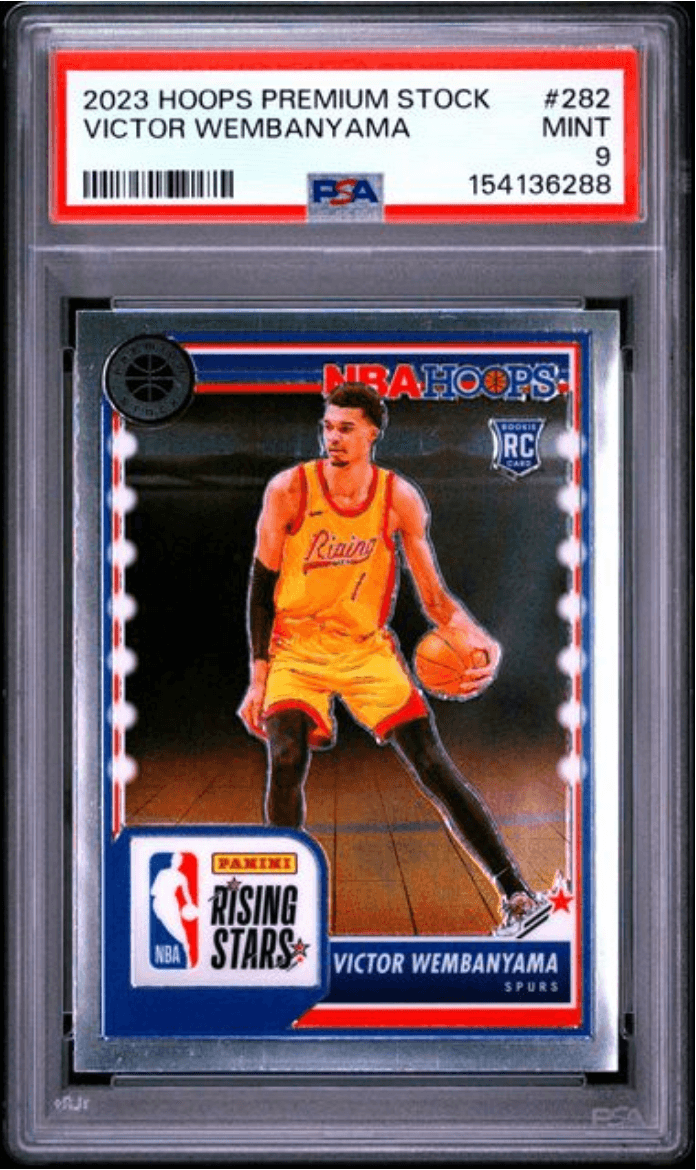 Graded 2023 Panini Hoops Premium Stock Victor Wembanyama #282 Rookie RC Basketball Card PSA 9 Mint