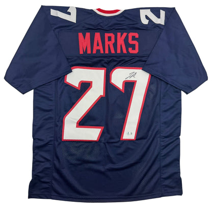 Autographed/Signed Woody Marks Houston Blue Football Jersey Beckett BAS COA