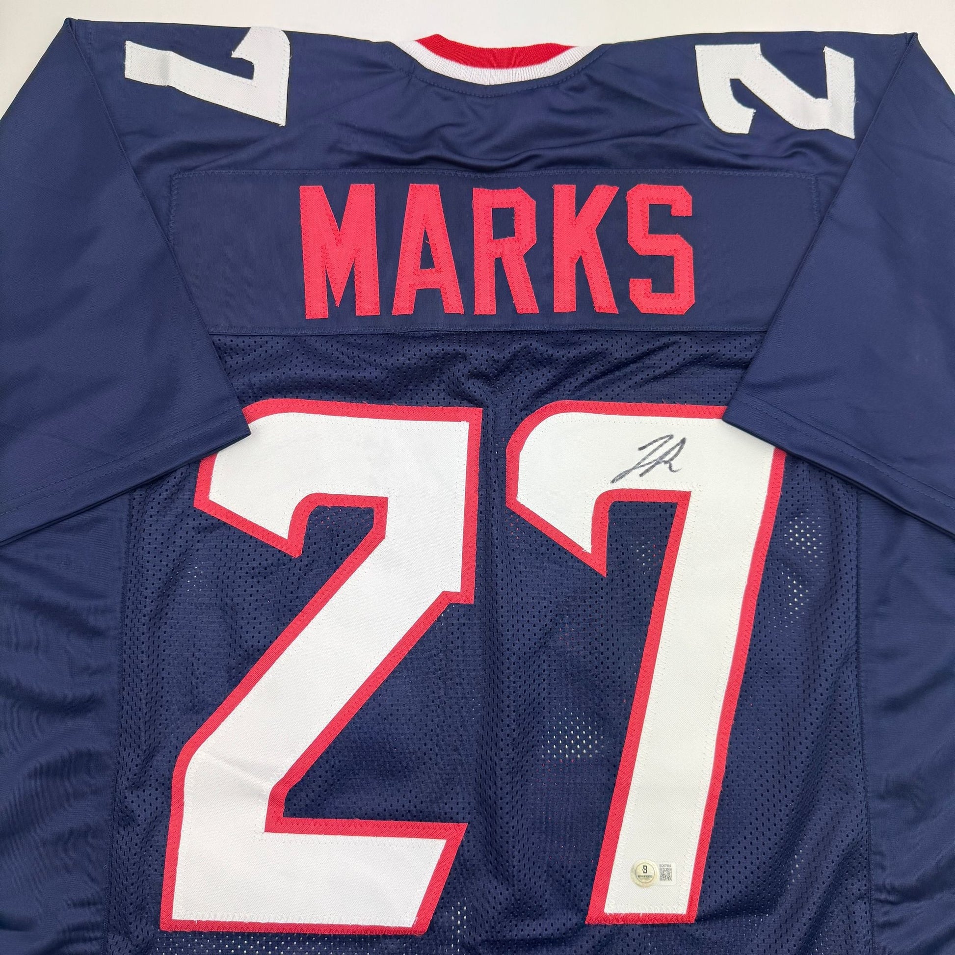 Autographed/Signed Woody Marks Houston Blue Football Jersey Beckett BAS COA