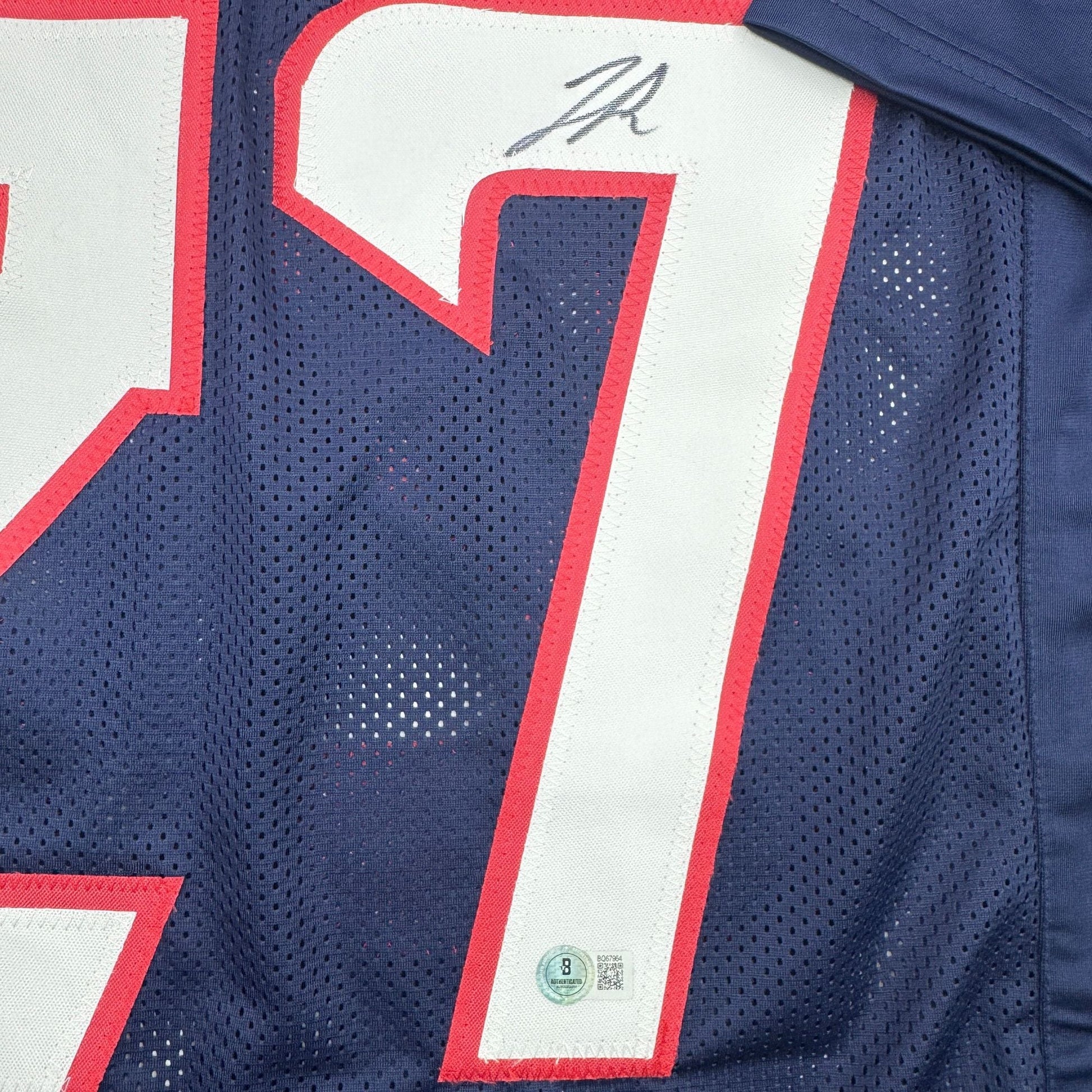 Autographed/Signed Woody Marks Houston Blue Football Jersey Beckett BAS COA
