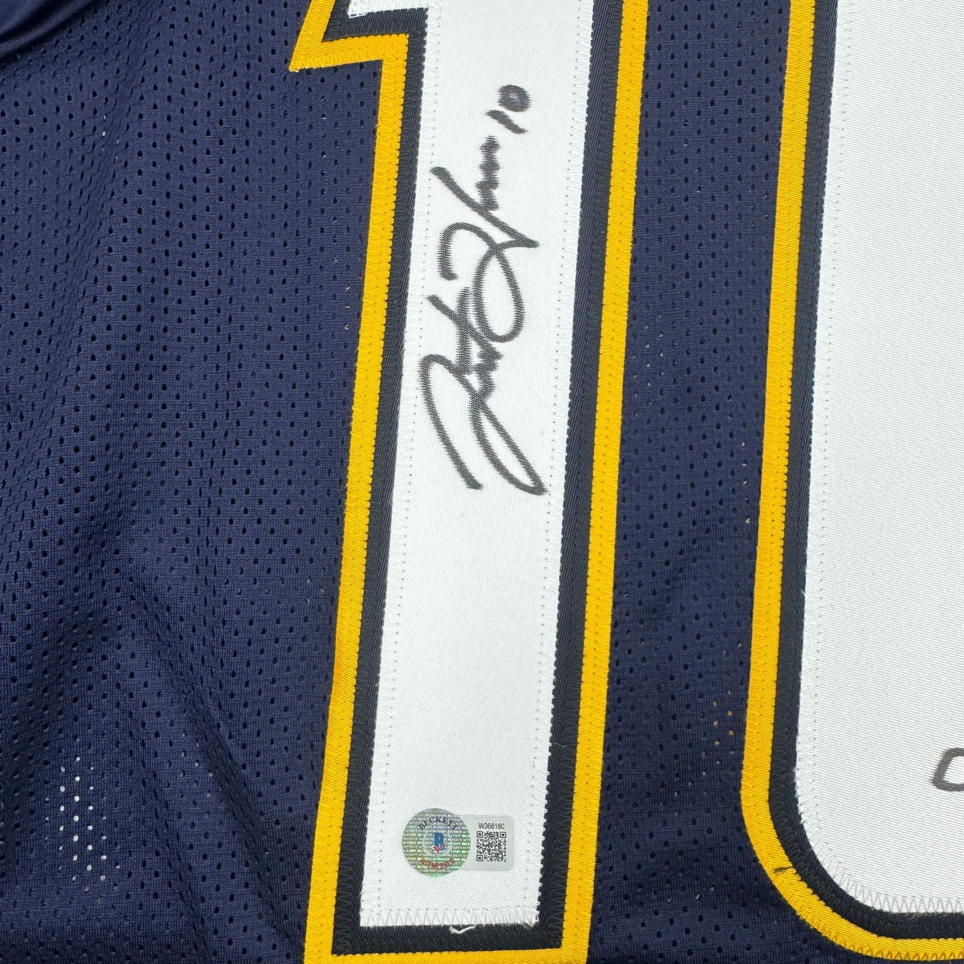 Autographed/Signed Justin Herbert 2020 ROY Los Angeles San Diego Navy Blue Football Jersey Beckett BAS COA