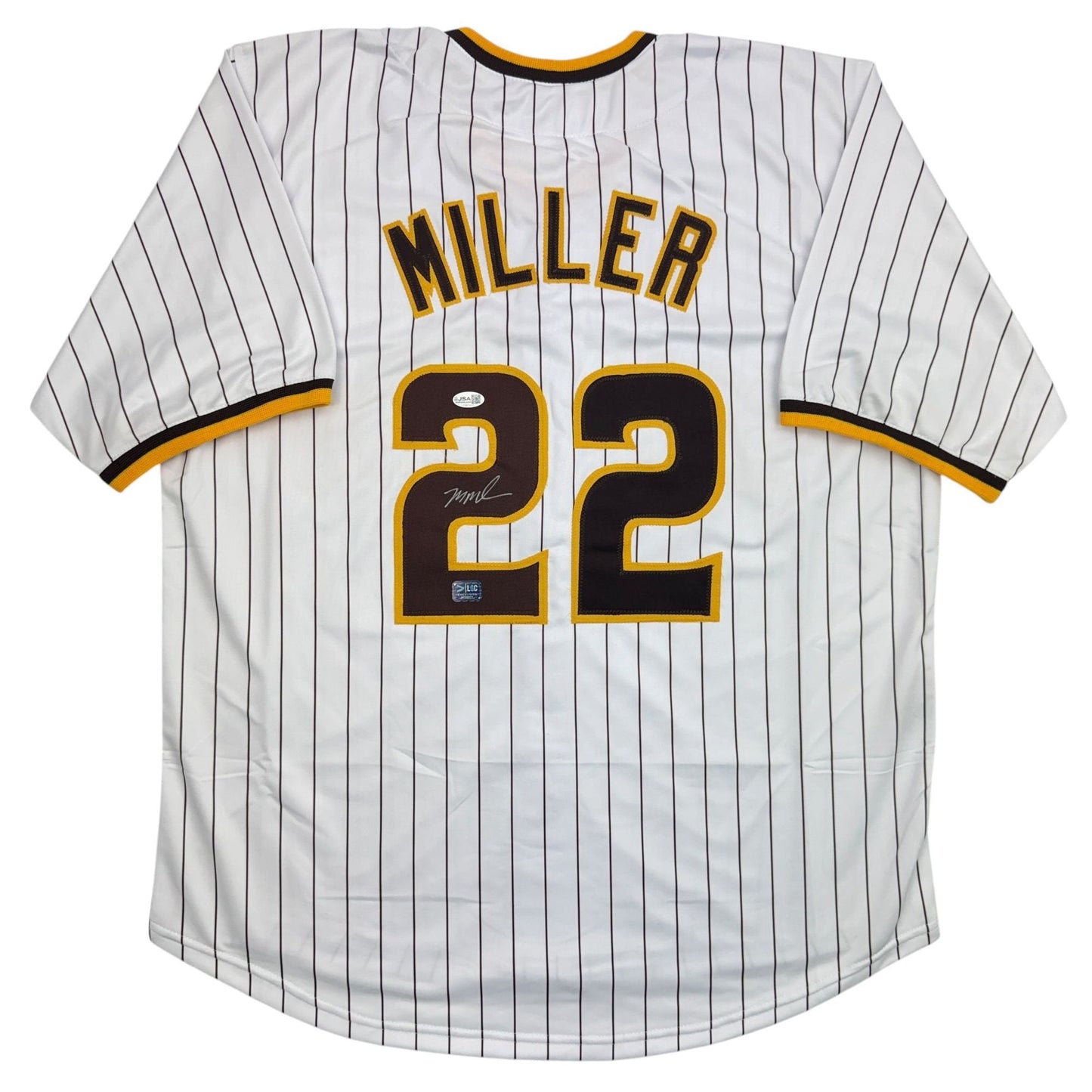 Autographed/Signed Mason Miller San Diego Pinstripe Baseball Jersey LCG Prova COA