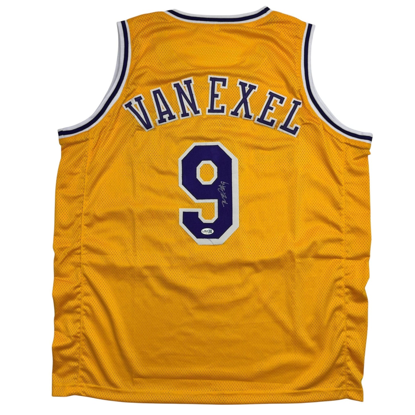Autographed/Signed Nick Van Exel Los Angeles Yellow Basketball Jersey JSA COA