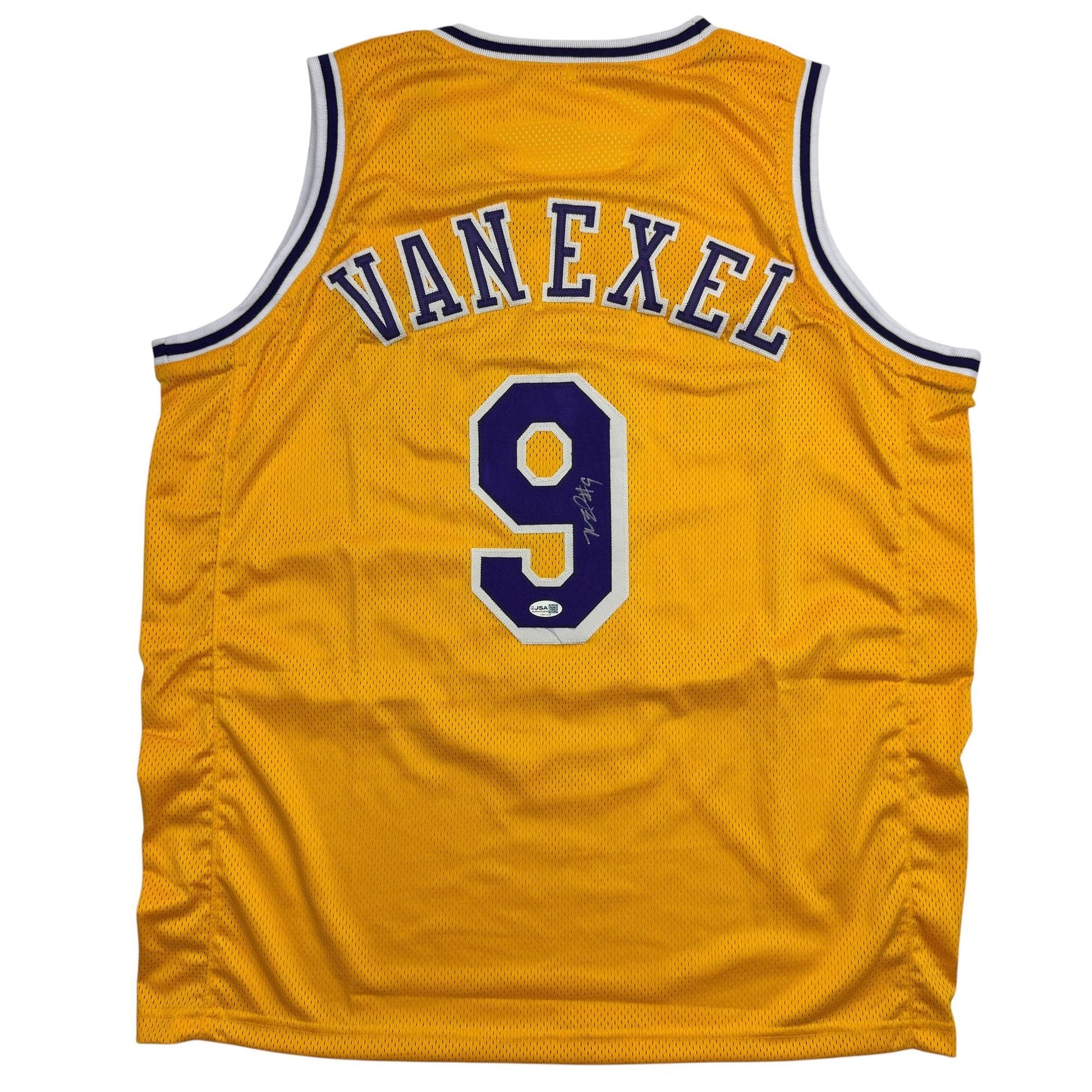 Autographed/Signed Nick Van Exel Los Angeles Yellow Basketball Jersey JSA COA