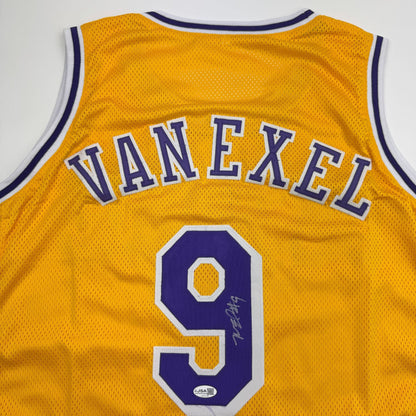 Autographed/Signed Nick Van Exel Los Angeles Yellow Basketball Jersey JSA COA