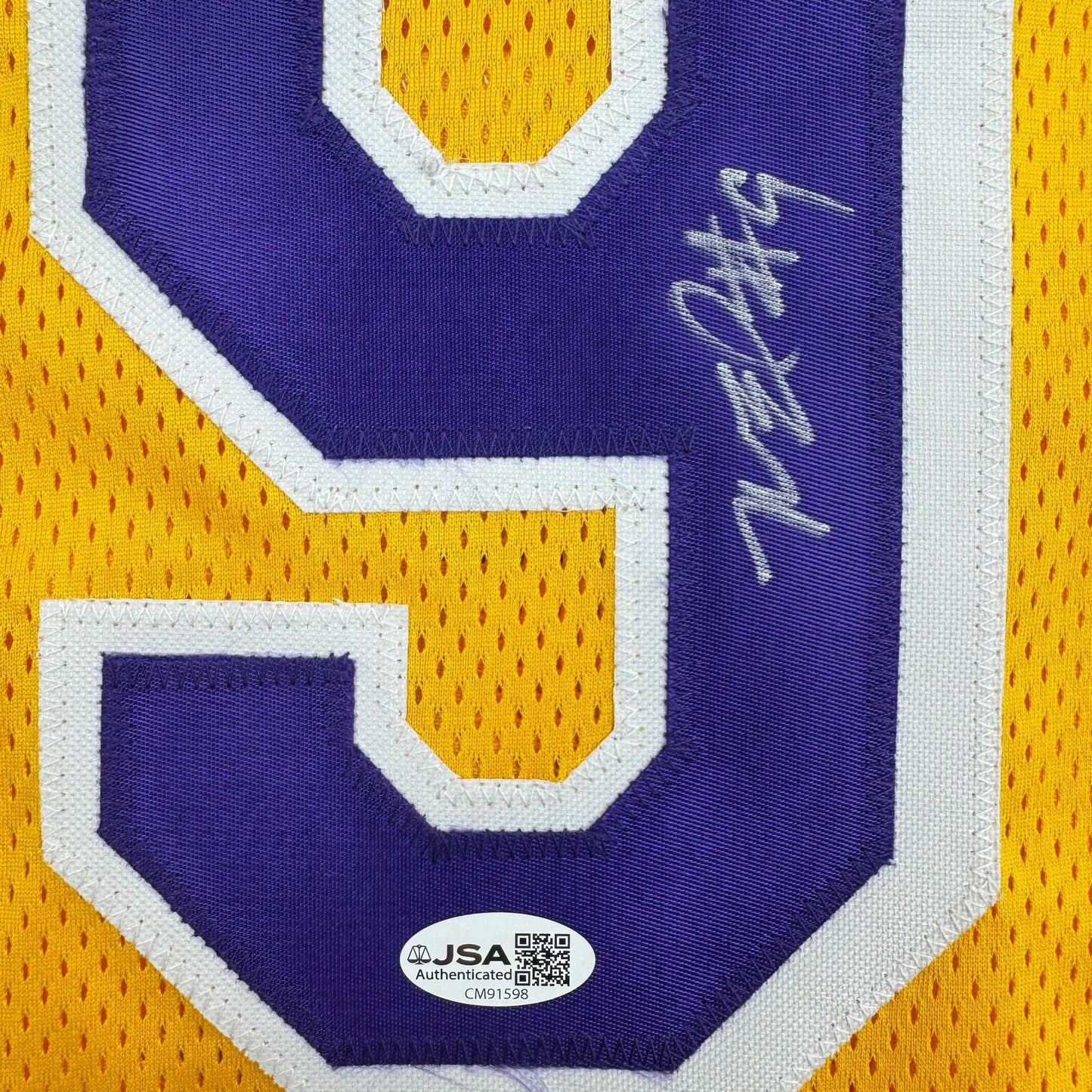 Autographed/Signed Nick Van Exel Los Angeles Yellow Basketball Jersey JSA COA