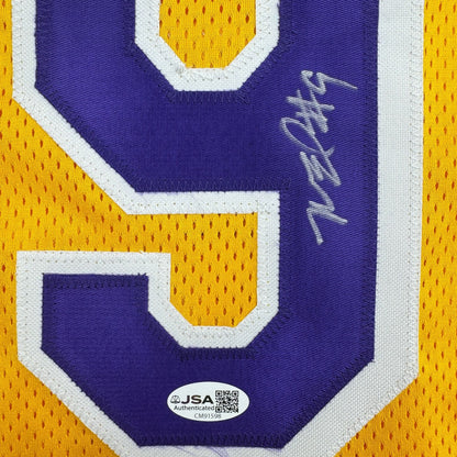 Autographed/Signed Nick Van Exel Los Angeles Yellow Basketball Jersey JSA COA