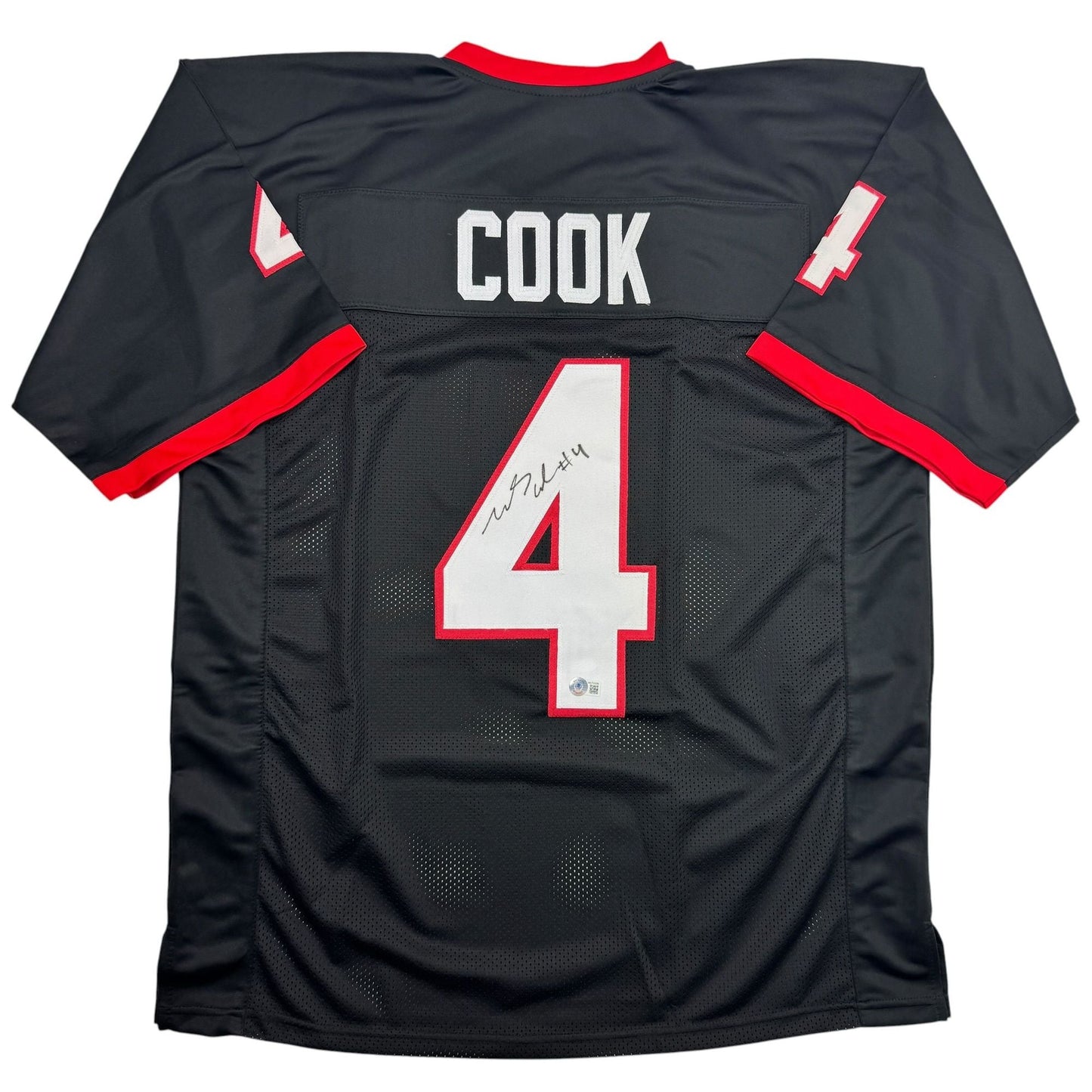 Autographed/Signed James Cook Georgia Black College Football Jersey Beckett BAS COA