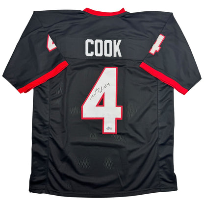 Autographed/Signed James Cook Georgia Black College Football Jersey Beckett BAS COA