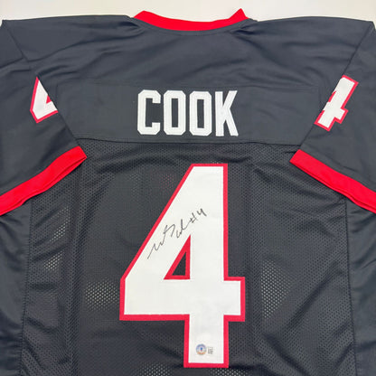 Autographed/Signed James Cook Georgia Black College Football Jersey Beckett BAS COA