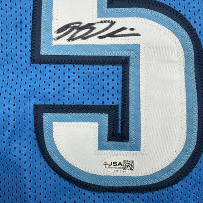 Autographed/Signed Kendrick Perkins Oklahoma City OKC Blue Basketball Jersey JSA COA