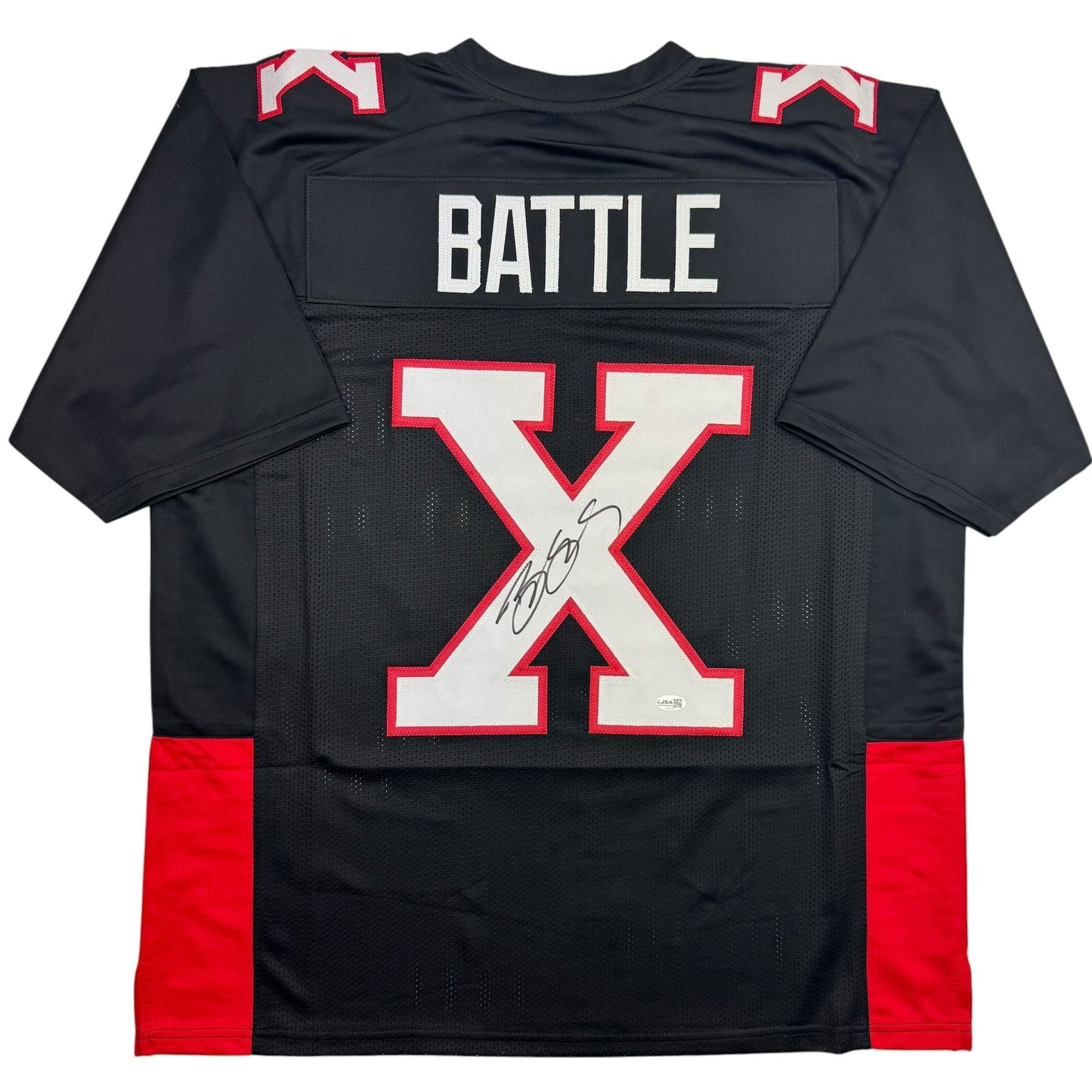Autographed/Signed Bill Goldberg Battle X Mean Machine The Longest Yard Black Football Jersey JSA COA