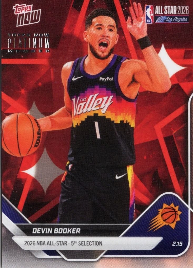 2025 Topps Now Devin Booker #AS24 2026 NBA All Star 5th Selection Phoenix Suns Basketball Card
