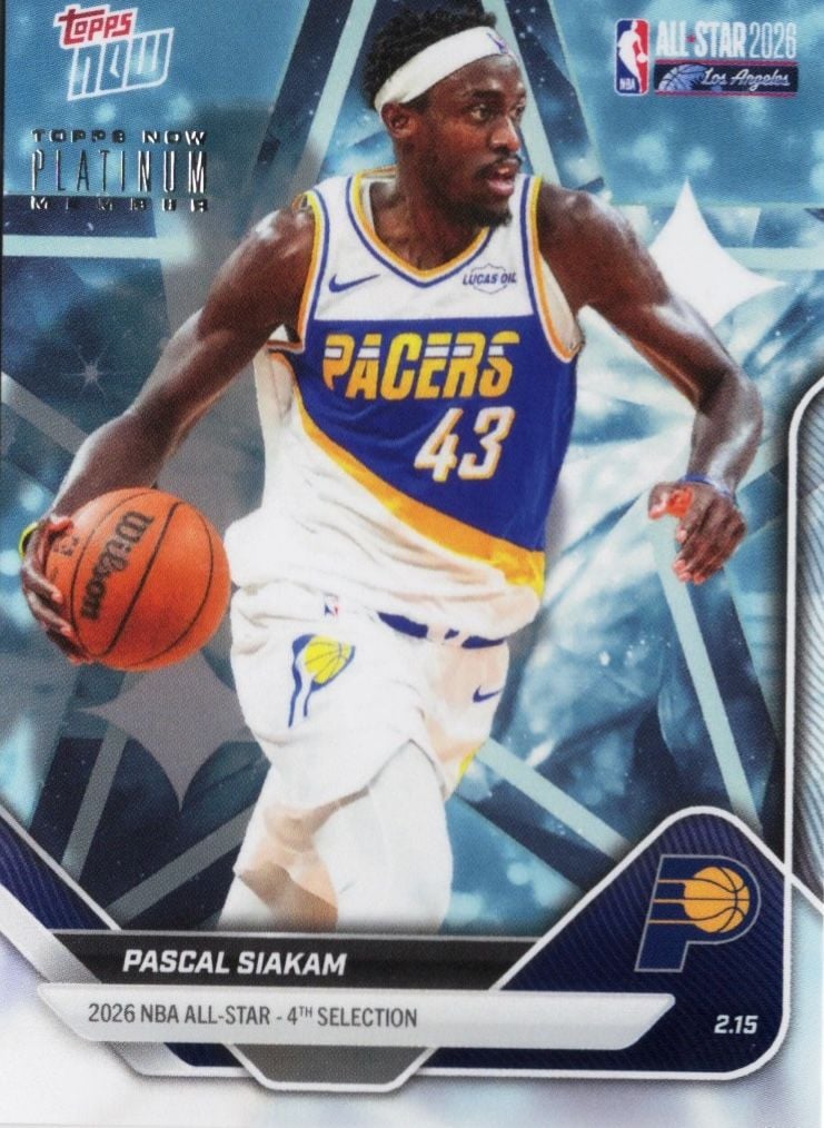 2025 Topps Now Pascal Siakam #AS23 2026 NBA All Star 4th Selection Indiana Pacers Basketball Card
