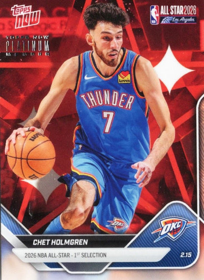 2025 Topps Now Chet Holmgren #AS21 2026 NBA All Star 1st Selection Oklahoma City Thunder Basketball Card