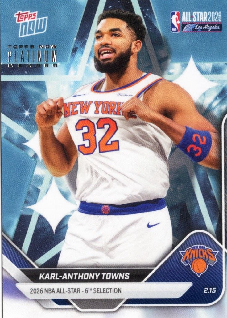2025 Topps Now Karl Anthony Towns #AS14 2026 NBA All Star 6th Selection New York Knicks Basketball Card