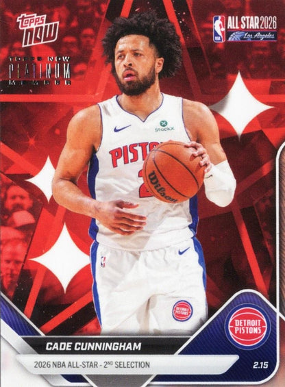 2025 Topps Now Cade Cunningham #AS12 2026 NBA All Star 2nd Selection Detroit Pistons Basketball Card