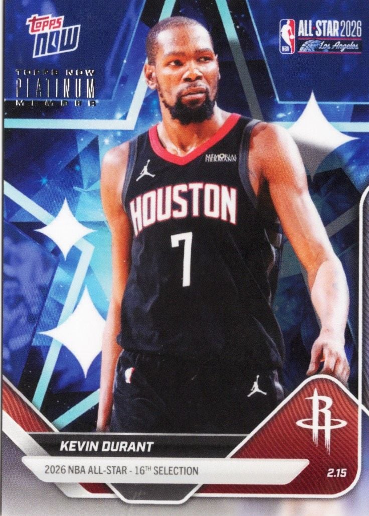 2025 Topps Now Kevin Durant #AS7 2026 NBA All Star 16th Selection Houston Rockets Basketball Card