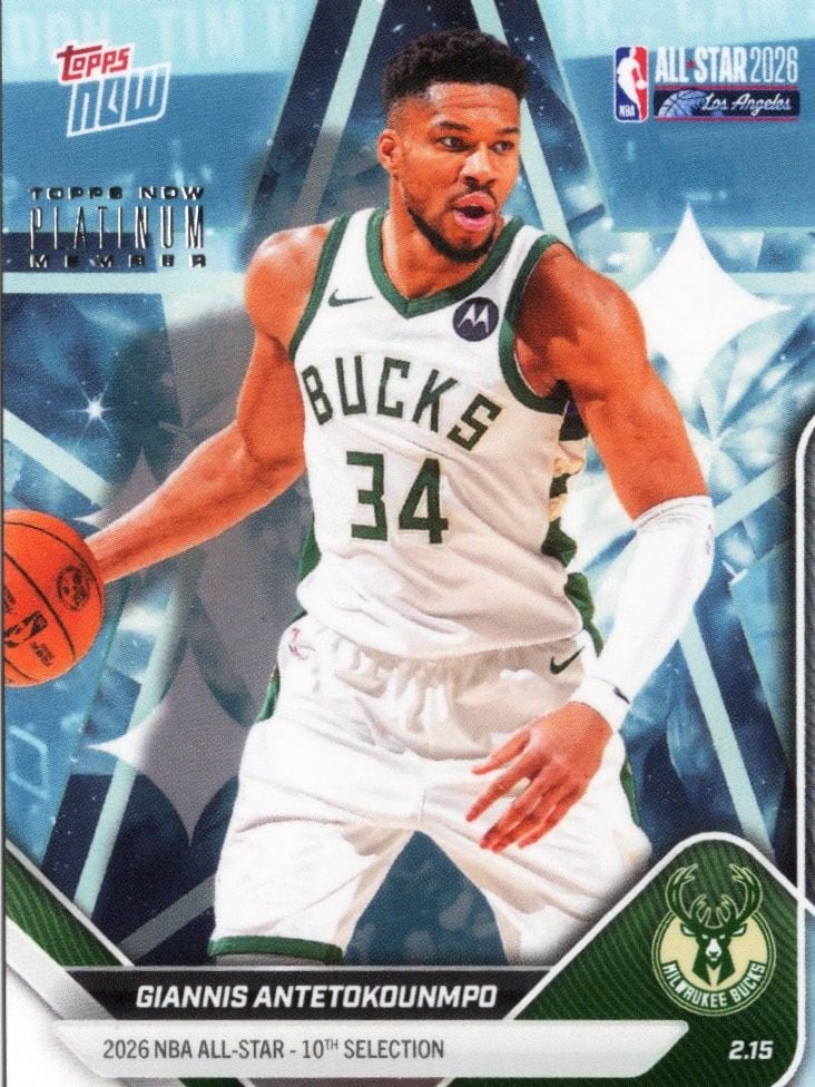 2025 Topps Now Giannis Antetokounmpo #AS2 2026 NBA All Star 10th Selection Milwaukee Bucks Basketball Card