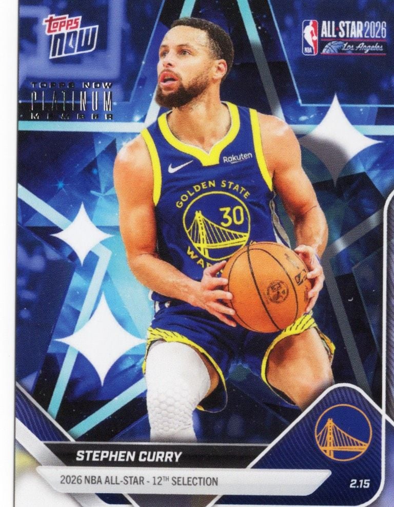 2025 Topps Now Steph Curry #AS1 2026 NBA All Star 12th Selection Golden State Warriors Basketball Card