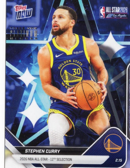 2025 Topps Now Steph Curry #AS1 2026 NBA All Star 12th Selection Golden State Warriors Basketball Card