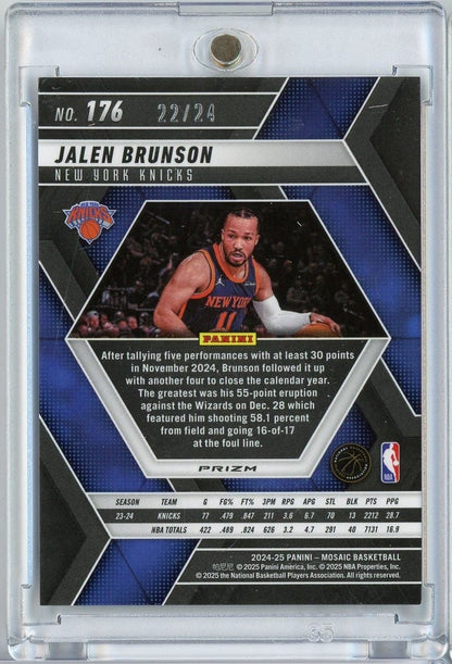 2024 Panini Mosaic Jalen Brunson #176 /24 Purple Snakeskin Basketball Card