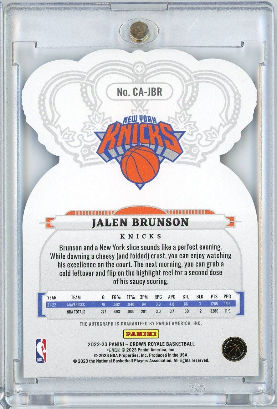2022 Panini Crown Royale Jalen Brunson #CAJBR /75 Blue Auto Basketball Card