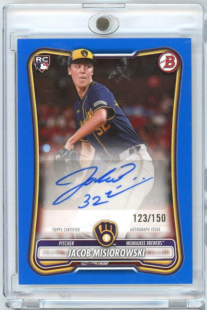 2026 Topps Bowman Jacob Misiorowski #PRVJM /150 Blue Auto Rookie RC Baseball Card