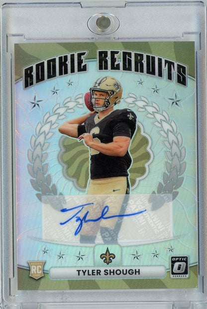 2025 Panini Donruss Optic Tyler Shough #14 /199 Rookie Recruits Refractor Auto Rookie RC Football Card