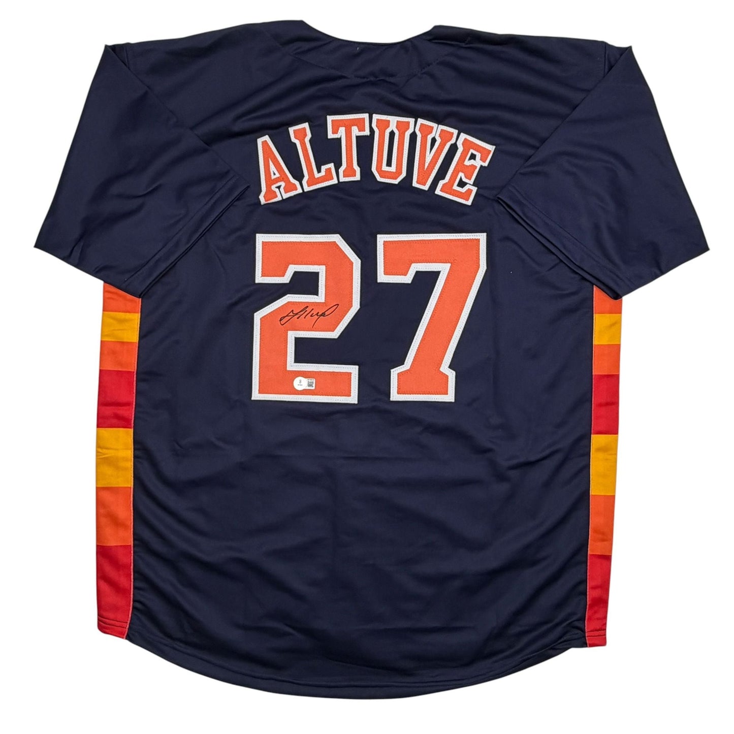 Autographed/Signed Jose Altuve Houston Blue Baseball Jersey Beckett BAS COA