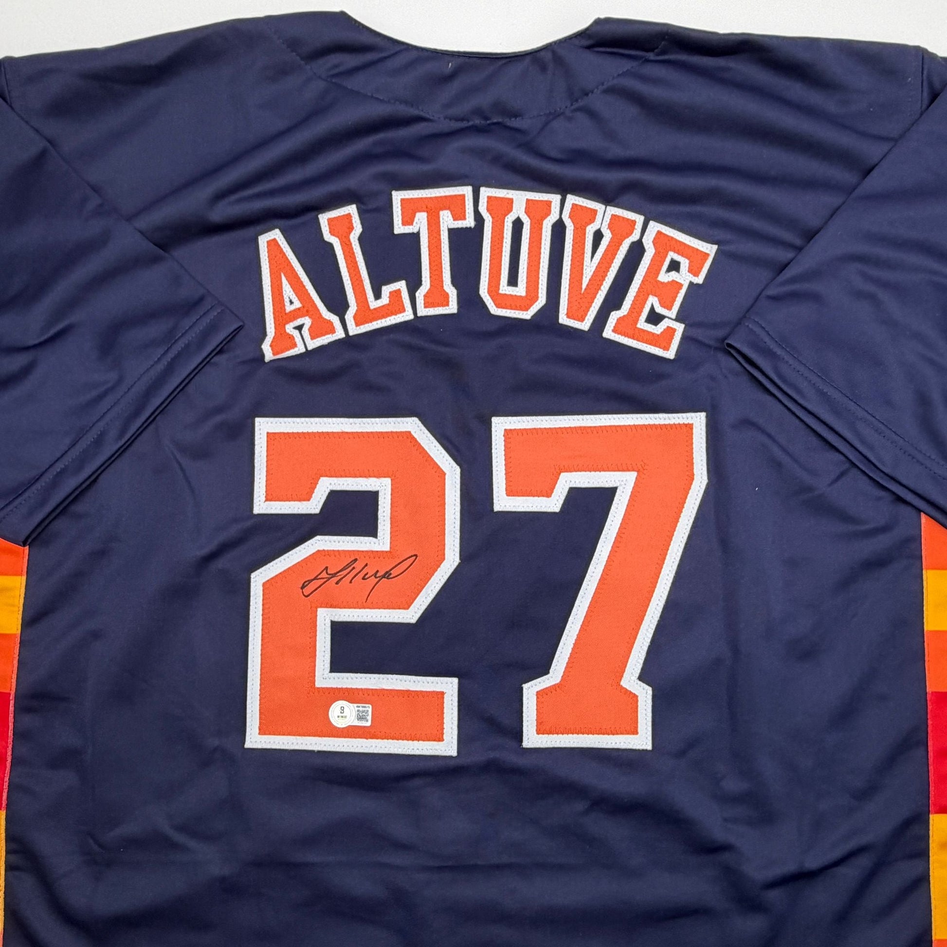 Autographed/Signed Jose Altuve Houston Blue Baseball Jersey Beckett BAS COA