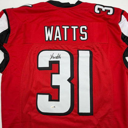 Autographed/Signed Xavier Watts Atlanta Red Pro Cut Football Jersey JSA COA