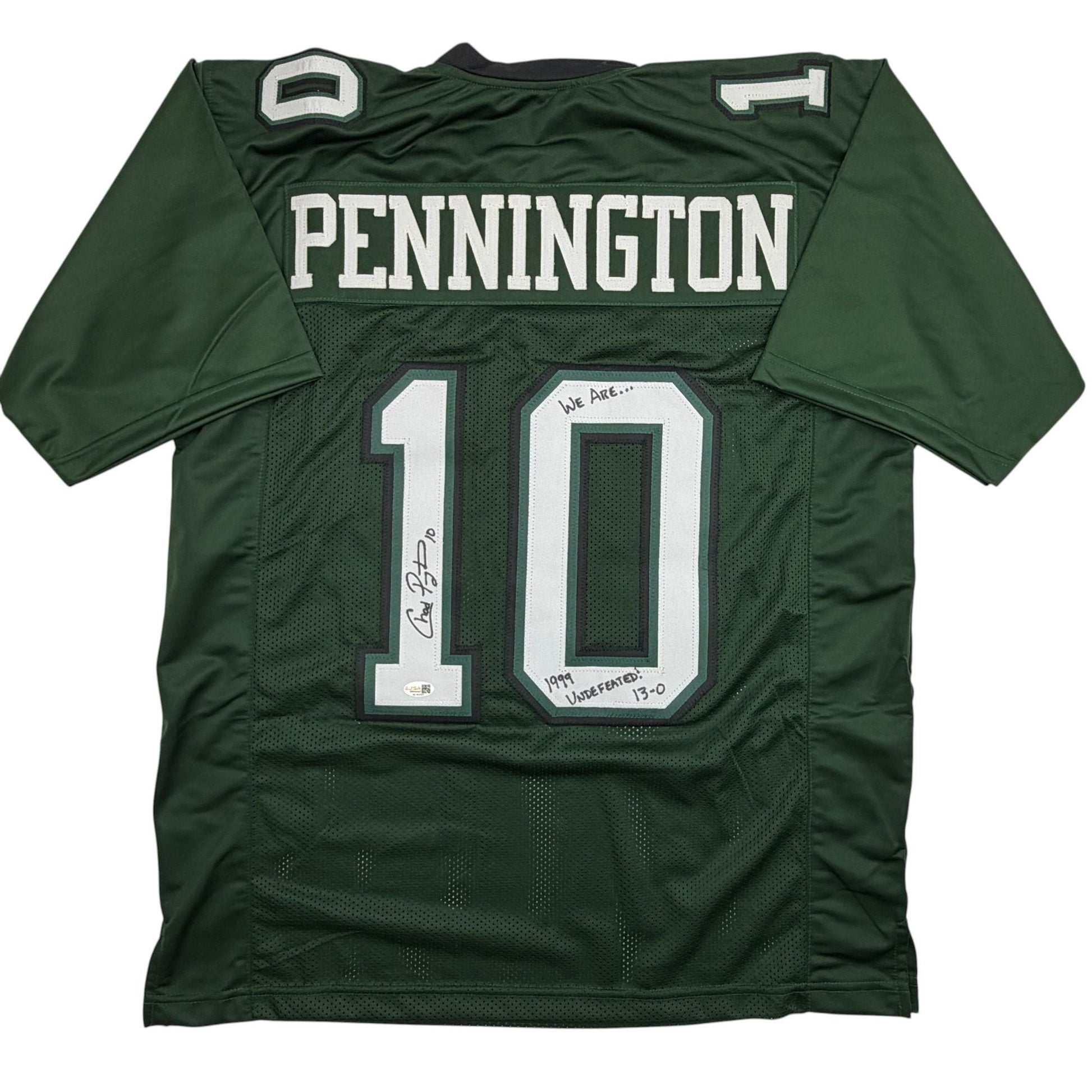 Autographed/Signed Chad Pennington Marshall Green College Football Jersey JSA COA