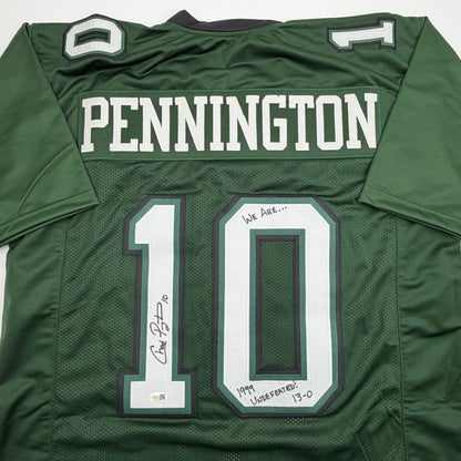 Autographed/Signed Chad Pennington Marshall Green College Football Jersey JSA COA