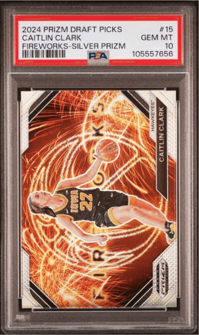 Graded 2024 Panini Prizm Draft Picks Caitlin Clark #15 Fireworks Silver Prizm Rookie RC Basketball Card PSA 10 Gem Mint
