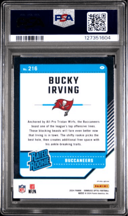 Graded 2024 Panini Donruss Optic Bucky Irving #216 Stars Rookie RC Football Card PSA 10 Gem Mint
