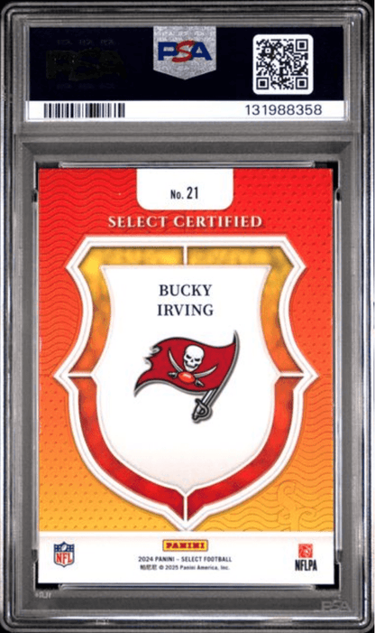 Graded 2024 Panini Select Bucky Irving #21 Select Certified Rookie Rookie RC Football Card PSA 10 Gem Mint