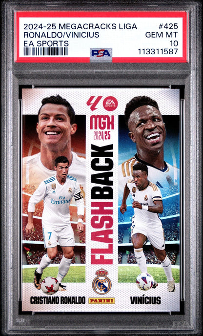 Graded 2024 Panini Megacracks MGK LaLiga Cristiano Ronaldo Vinicius Vini Jr #425 EA Sports Soccer Card PSA 10 Gem Mint
