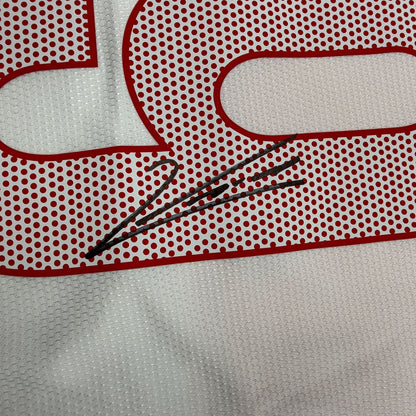 Autographed/Signed Robert Lewandowski Poland White Soccer Futbol Jersey Beckett BAS COA