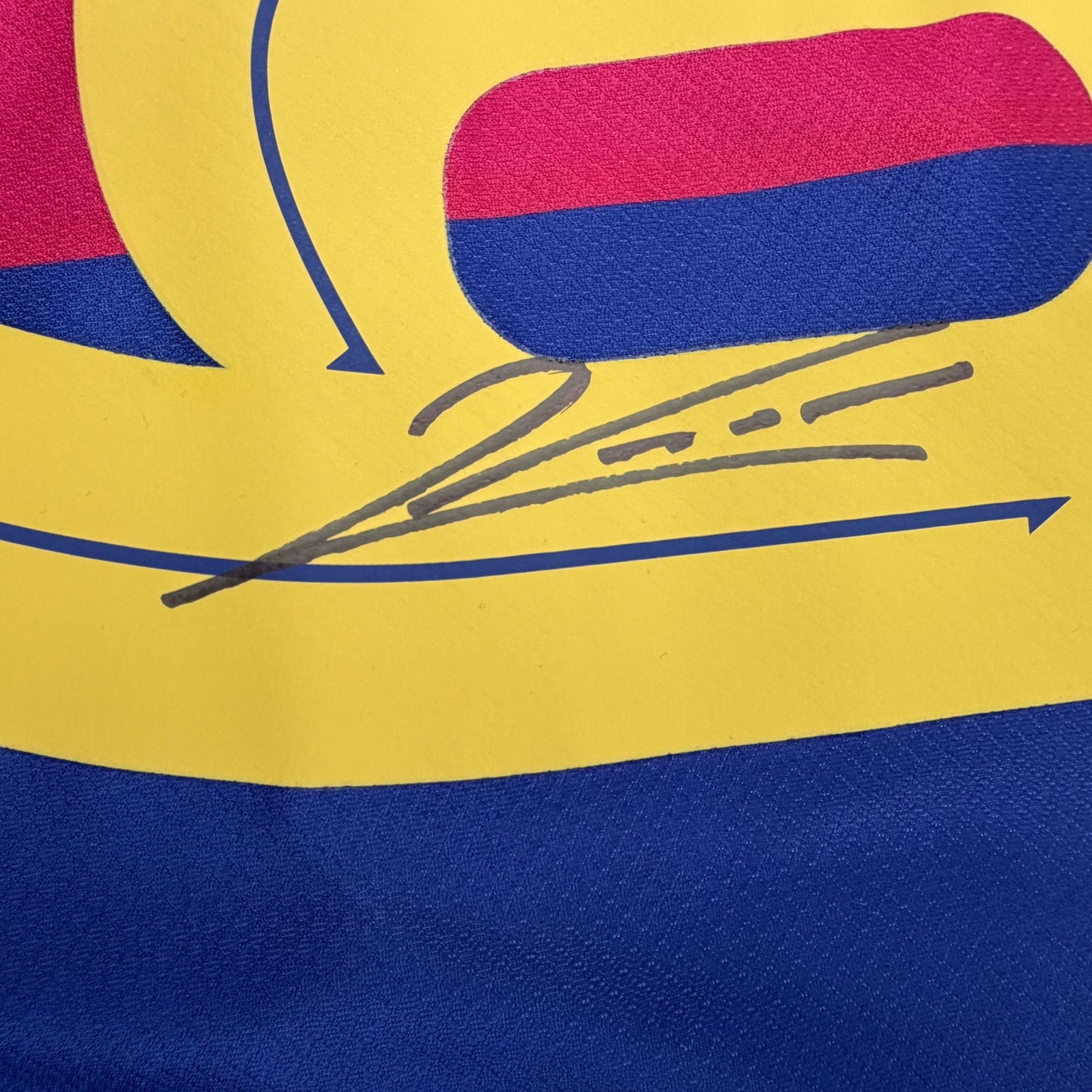 Autographed/Signed Robert Lewandowski FC Barcelona Blue/Red Soccer Futbol Jersey Beckett BAS COA