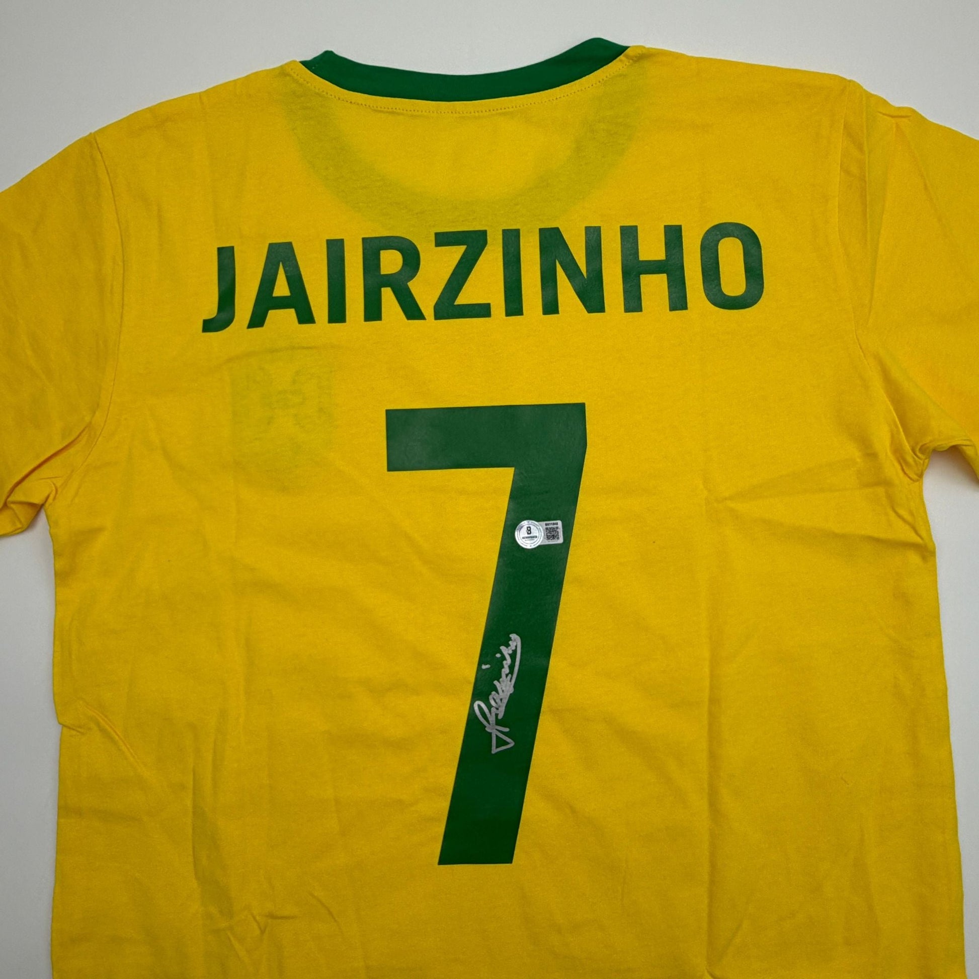 Autographed/Signed Jairzinho Brazil Yellow Soccer Futbol Jersey Beckett BAS COA