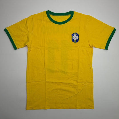 Autographed/Signed Romario Brazil Yellow Soccer Futbol Jersey Beckett BAS COA
