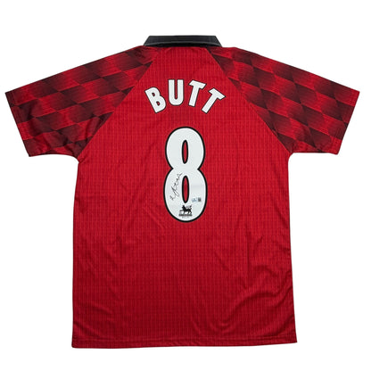 Autographed/Signed Nicky Butt Manchester United Red Soccer Futbol Jersey Beckett BAS COA