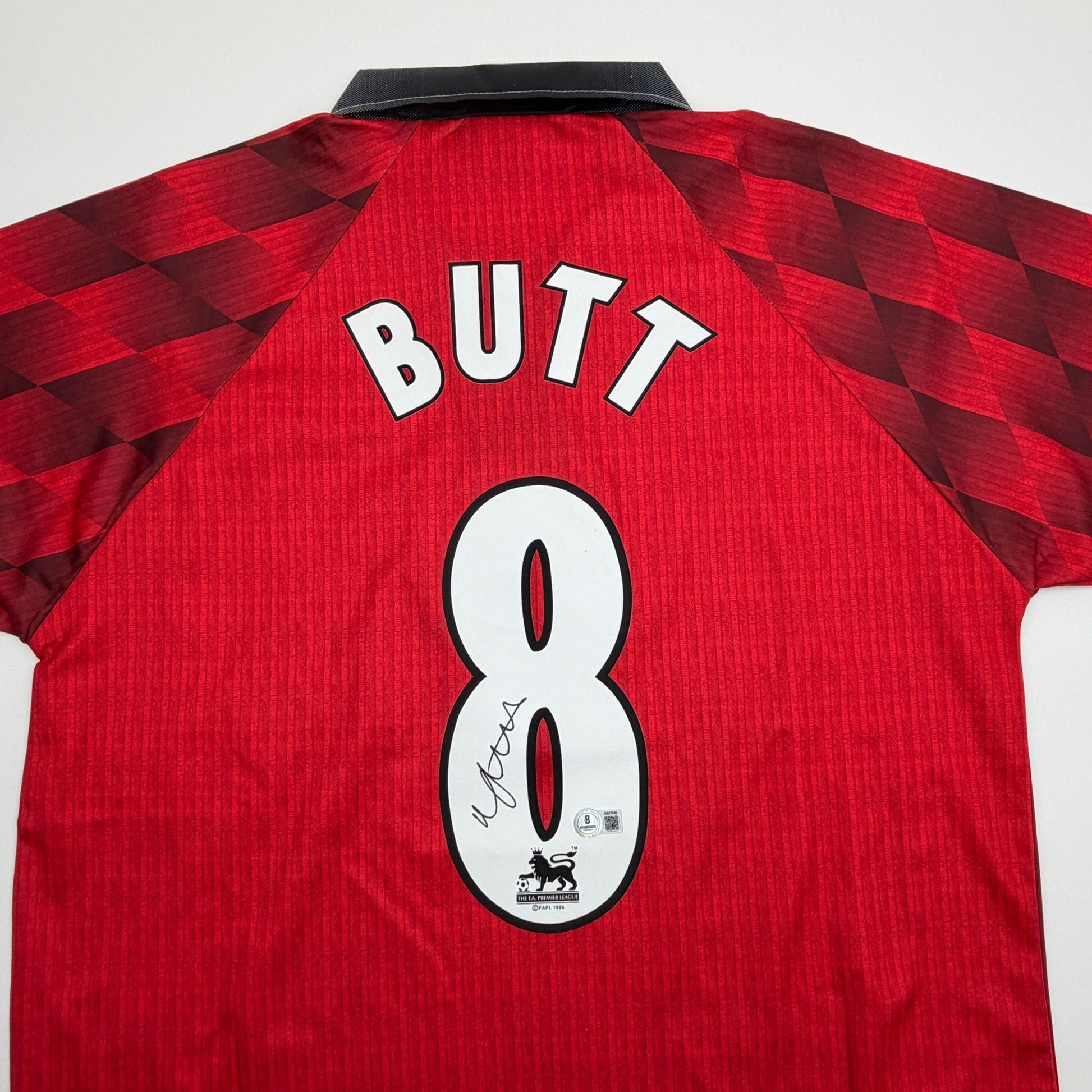 Autographed/Signed Nicky Butt Manchester United Red Soccer Futbol Jersey Beckett BAS COA