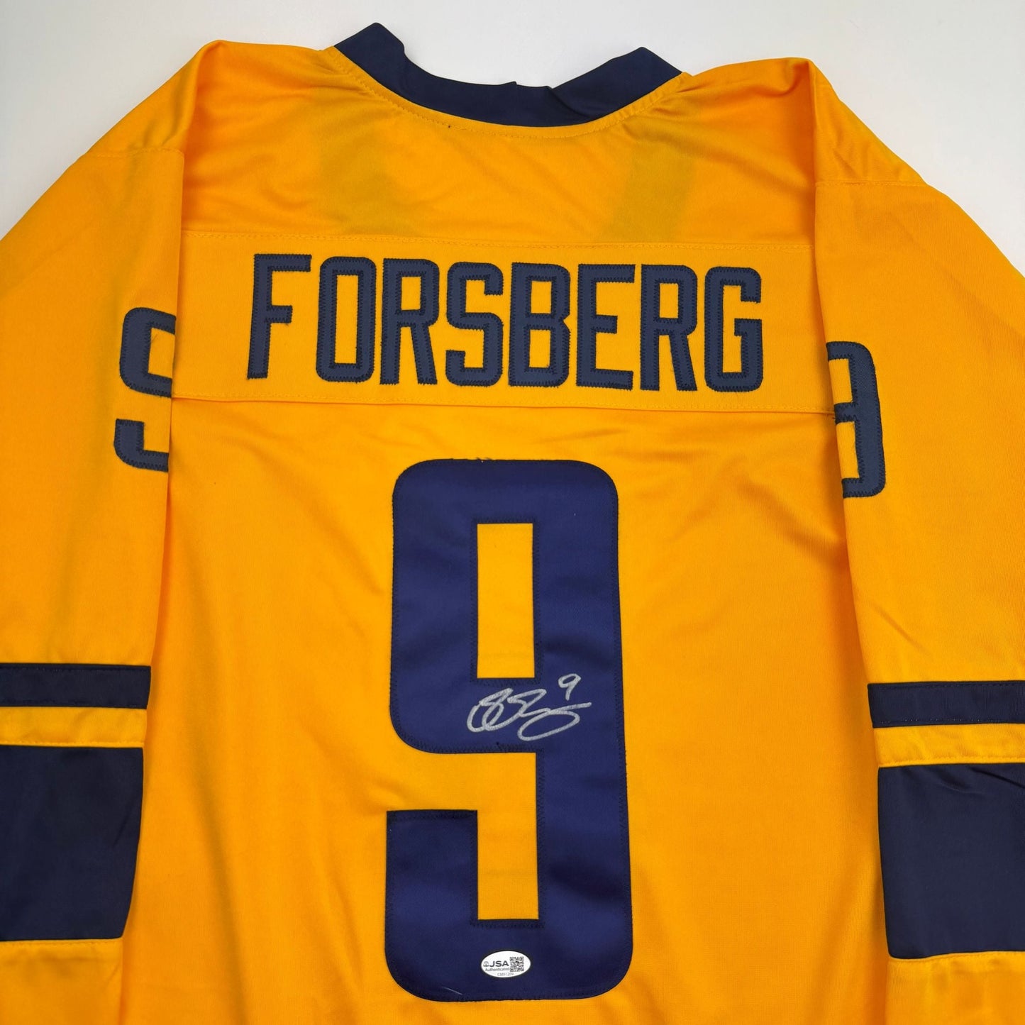 Autographed/Signed Filip Forsberg Sweden Yellow Hockey Jersey JSA COA