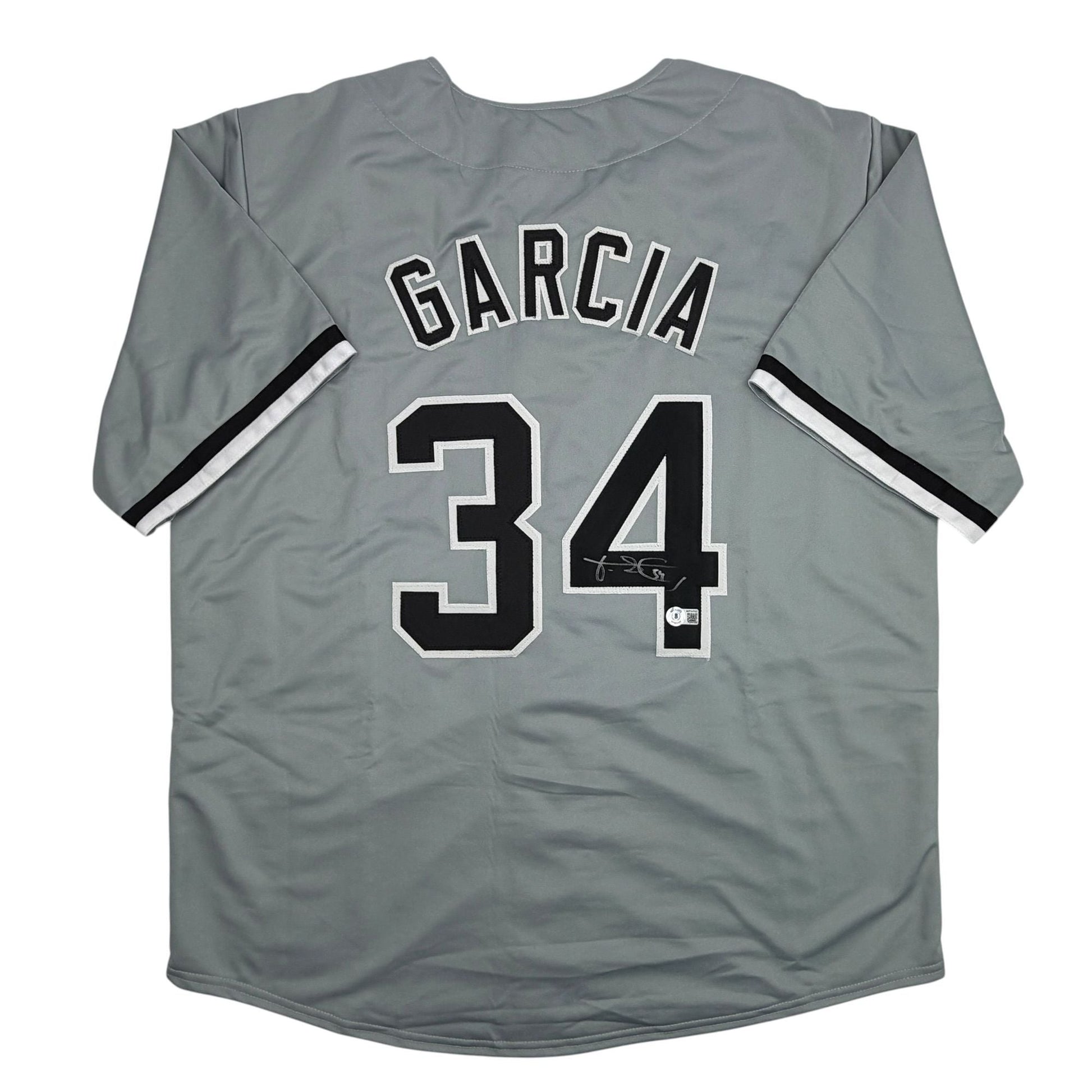 Autographed/Signed Freddy Garcia Chicago Grey Baseball Jersey Beckett BAS COA