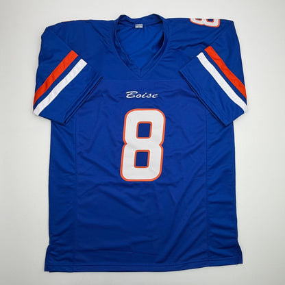 Autographed/Signed DeMarcus Lawrence Boise State Blue College Football Jersey Beckett BAS COA